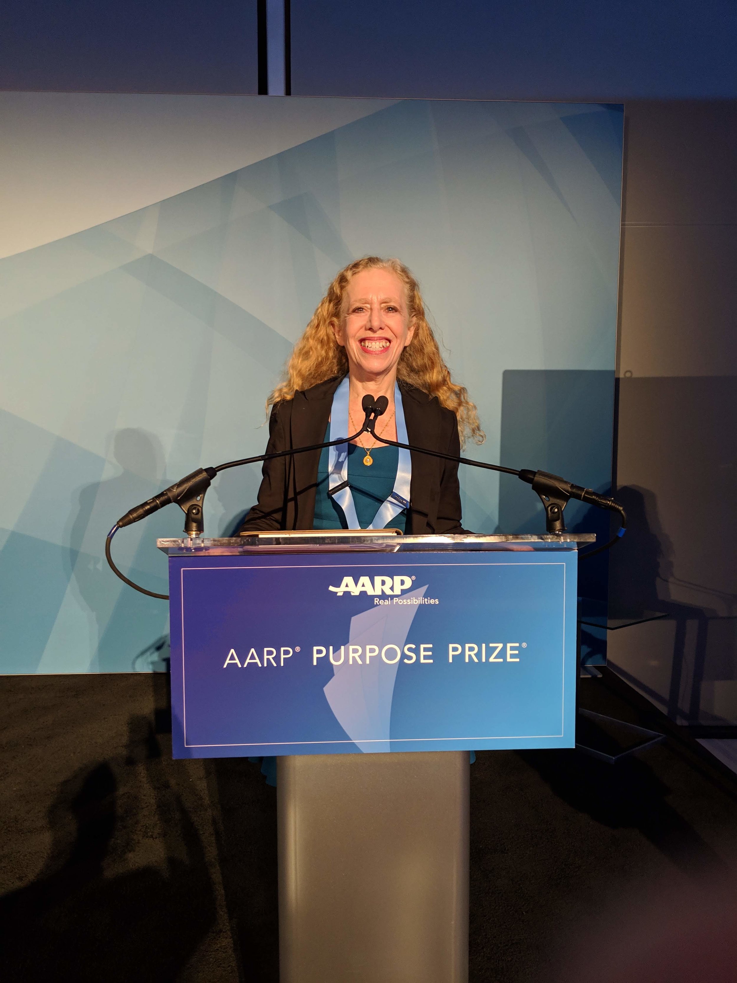 Dr. Gualtieri speaking at the AARP Purpose Prize reception.